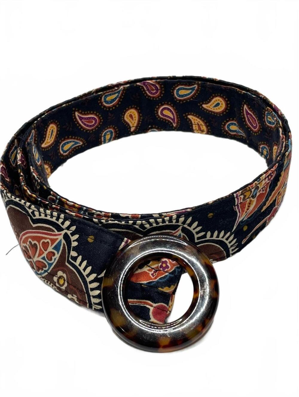 Vera Bradley Paisley Print Fabric Belt Tortoiseshell Buckle